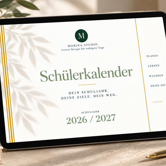 Schülerkalender Luxus 2026/27 – Tagesplaner im Ringbuch (Klasse 5–13) | GoodNotes & iPad