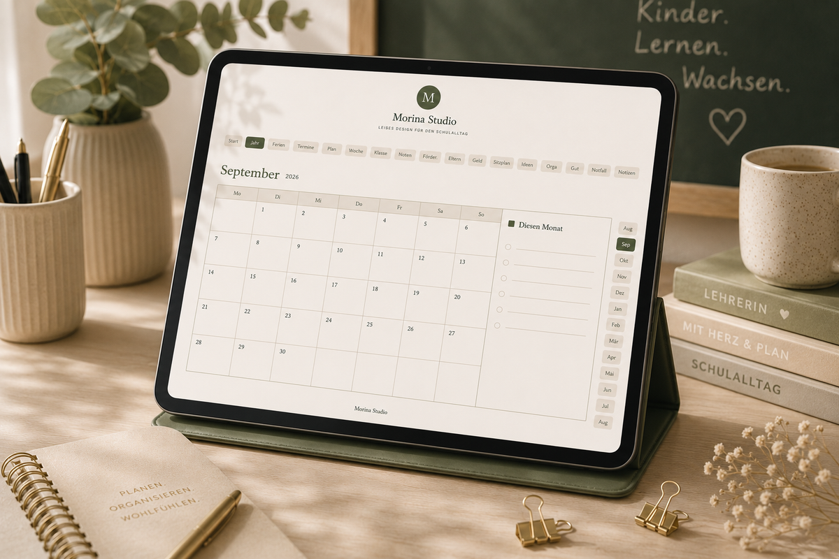 Lehrerkalender Grundschule 2026/27 – Seitenvorschau 2 | Morina Studio