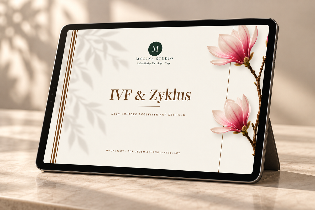 IVF & Zyklus Luxus Edition – digitaler Begleiter auf dem iPad, Cover mit Magnolienzweig